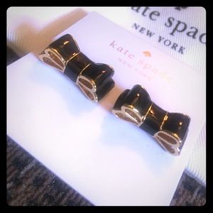 ♠️ Kate Spade Moon River Bow Earrings Black & Gold